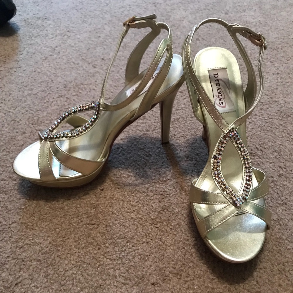 Gold metallic high heels